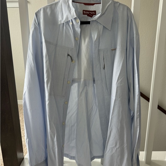 Simms Men's Blue and White Button Down Shirt - Picture 3 of 3